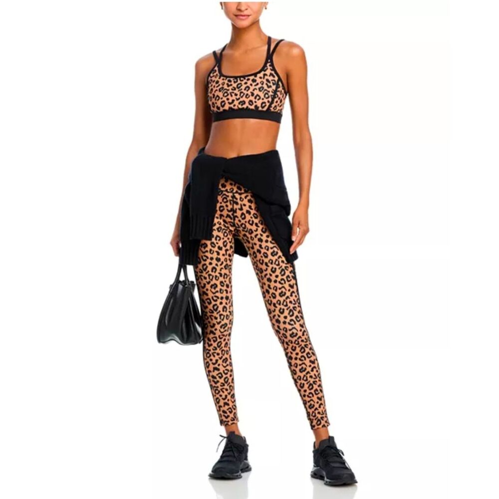 AQUA Athletic Brown Leopard Print Toned Out High Rise Leggings Size Small NWT